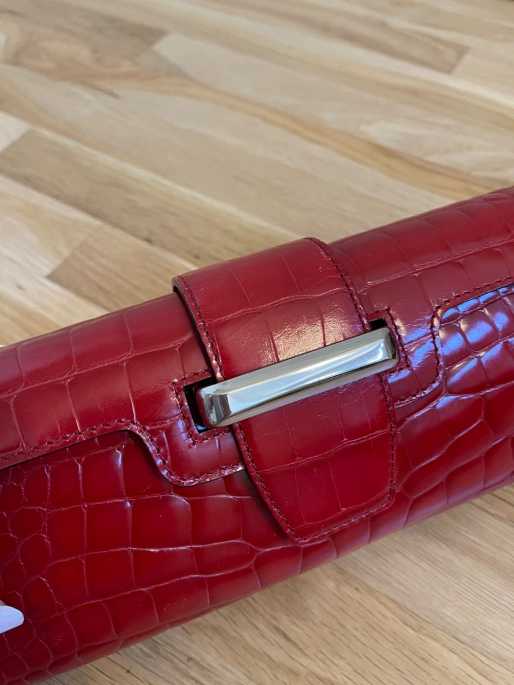 Adrienne Vittadini Deep Red & Animal Print Clutch / Wristlet Bag, Never Used - Picture 10 of 16